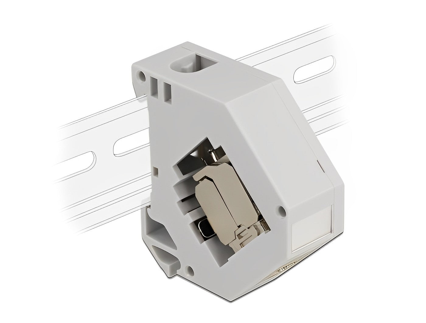 שקע קיסטון מסוכך RJ45 Cat.6A עם מתאם למסילת DIN - delock.israel