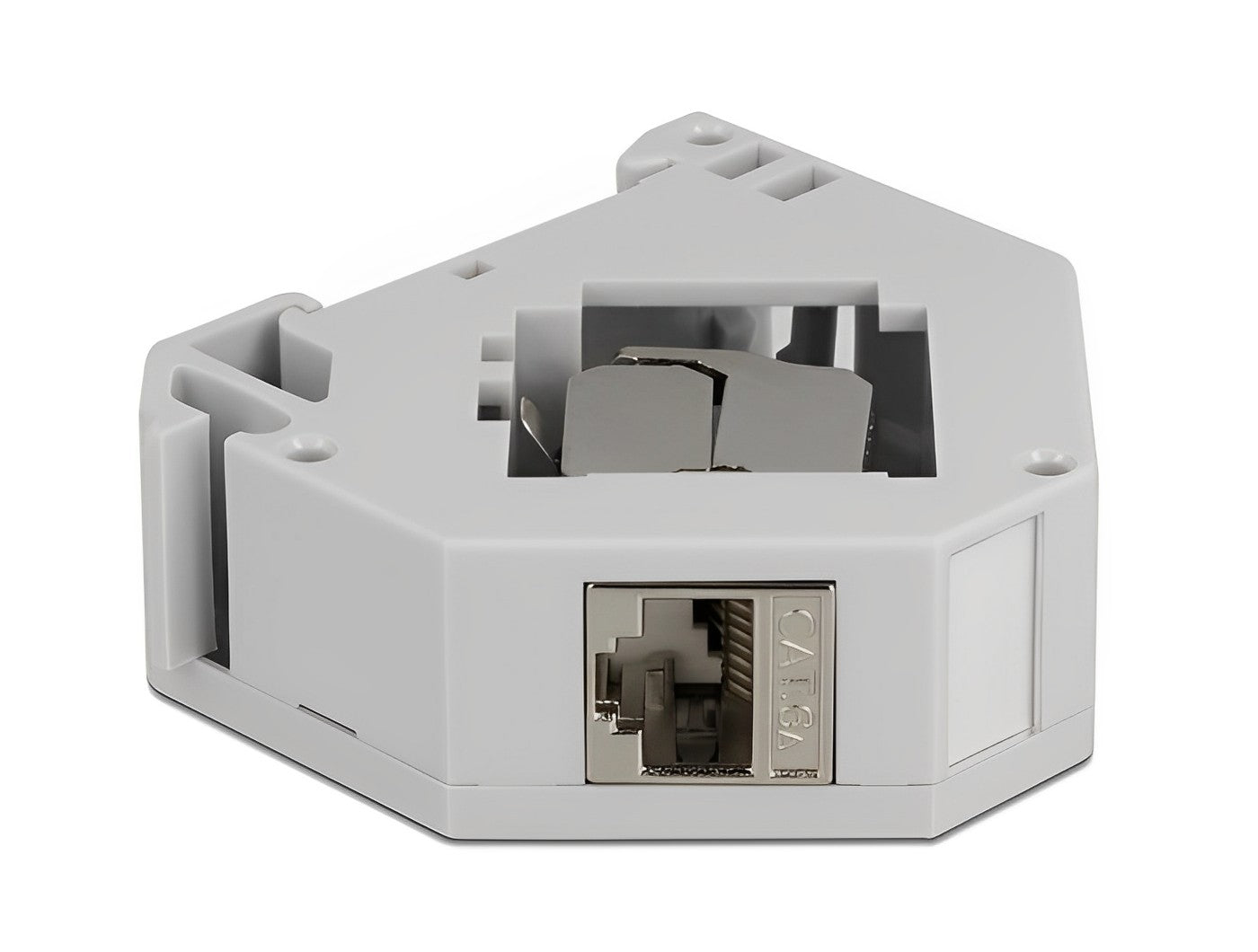 שקע קיסטון מסוכך RJ45 Cat.6A עם מתאם למסילת DIN - delock.israel