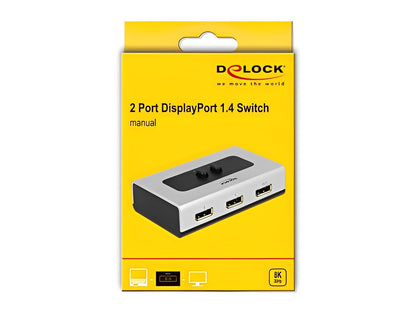 מיתוג מכני DisplayPort 1.4 8K עם 2 יציאות - delock.israel