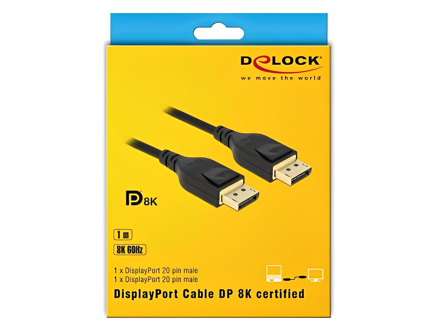 כבל DisplayPort 1.4 8K Certified ז/ז תומך 60 הרץ - delock.israel
