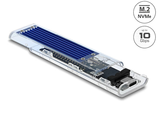 מארז חיצוני שקוף USB-C 3.2 Gen 2 10Gbps לכונן M.2 PCIe NVMe SSD - delock.israel