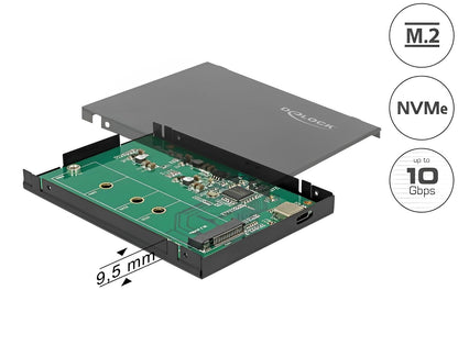 מארז חיצוני USB-3.1 10Gbps 2.5″ לכונן M.2 PCIe NVMe SSD - delock.israel