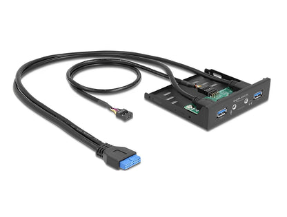 פאנל קדמי 3.5″ USB 3.2 5Gbps למארז מחשב עם 2 יציאות USB-A + חיבורים HD-Audio דגם D64150 - delock.israel
