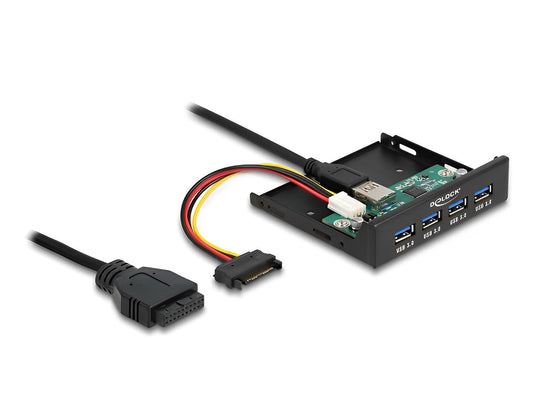 פאנל קדמי 3.5″ USB 3.2 5Gbps למארז מחשב עם 4 יציאות USB-A דגם D64166 - delock.israel