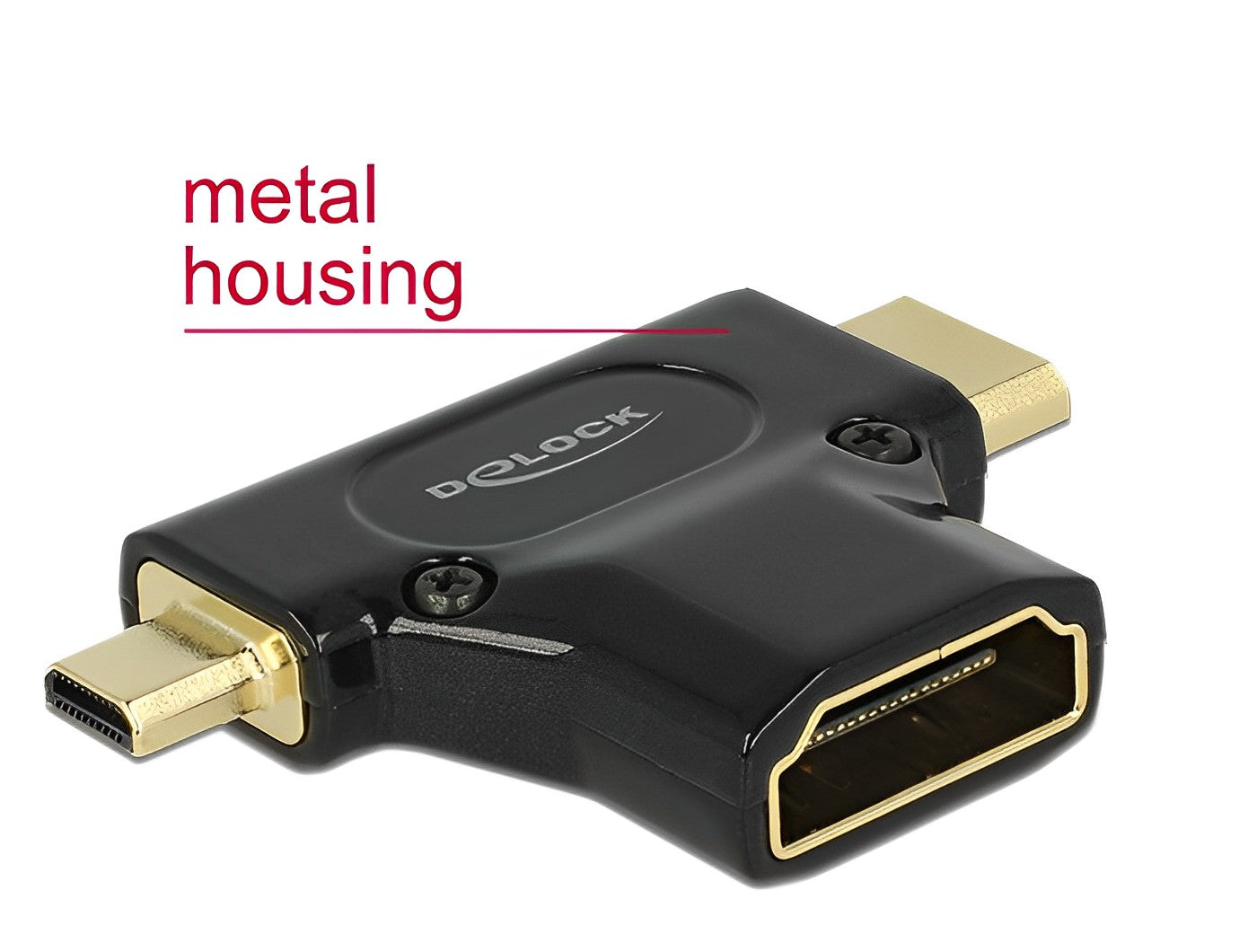 מתאם מתכתי מיני / מיקרו HDMI זכר לשקע HDMI - delock.israel