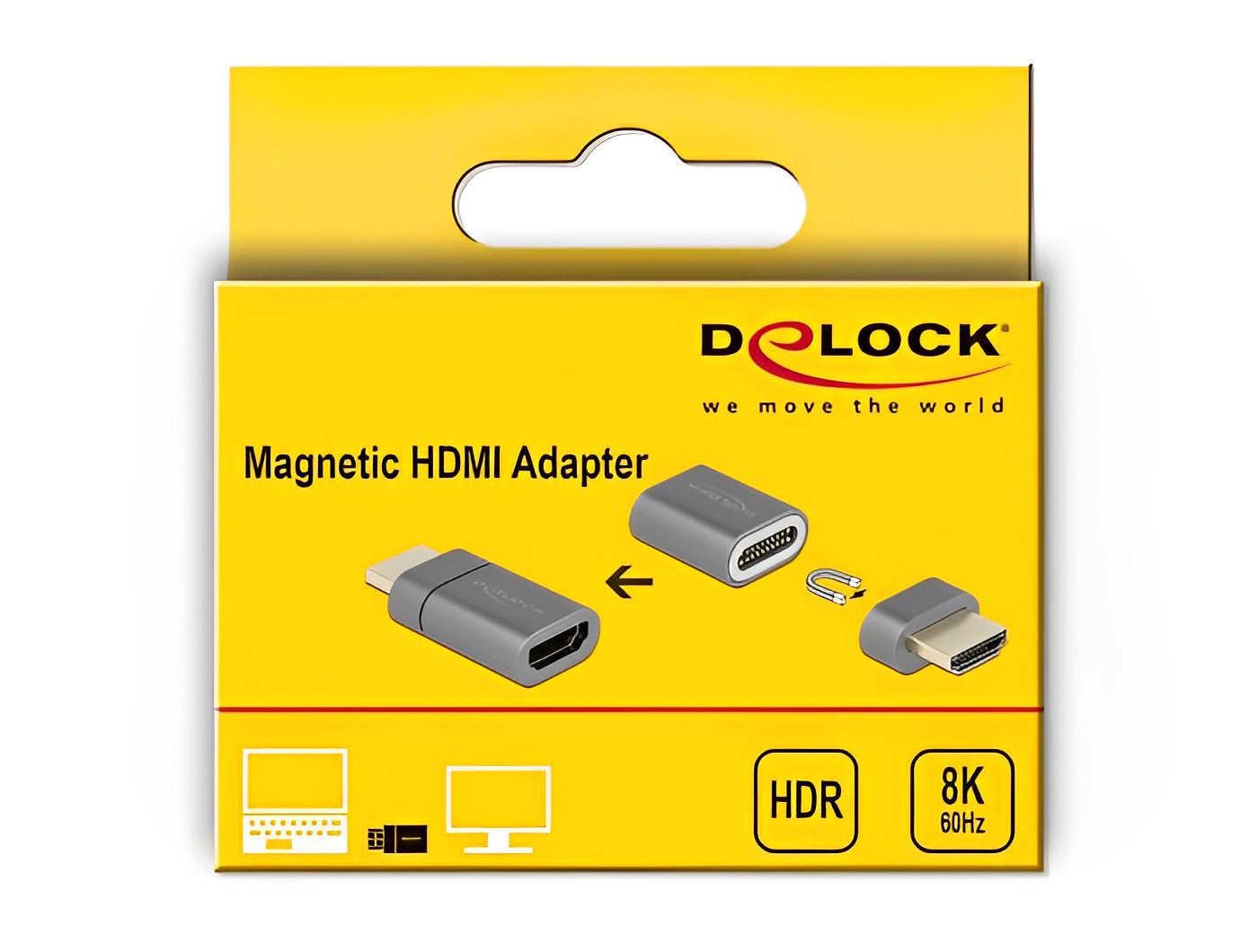  מתאם פריק מגנטי HDMI 8K HDR ז/נ תומך 60 הרץ - delock.israel