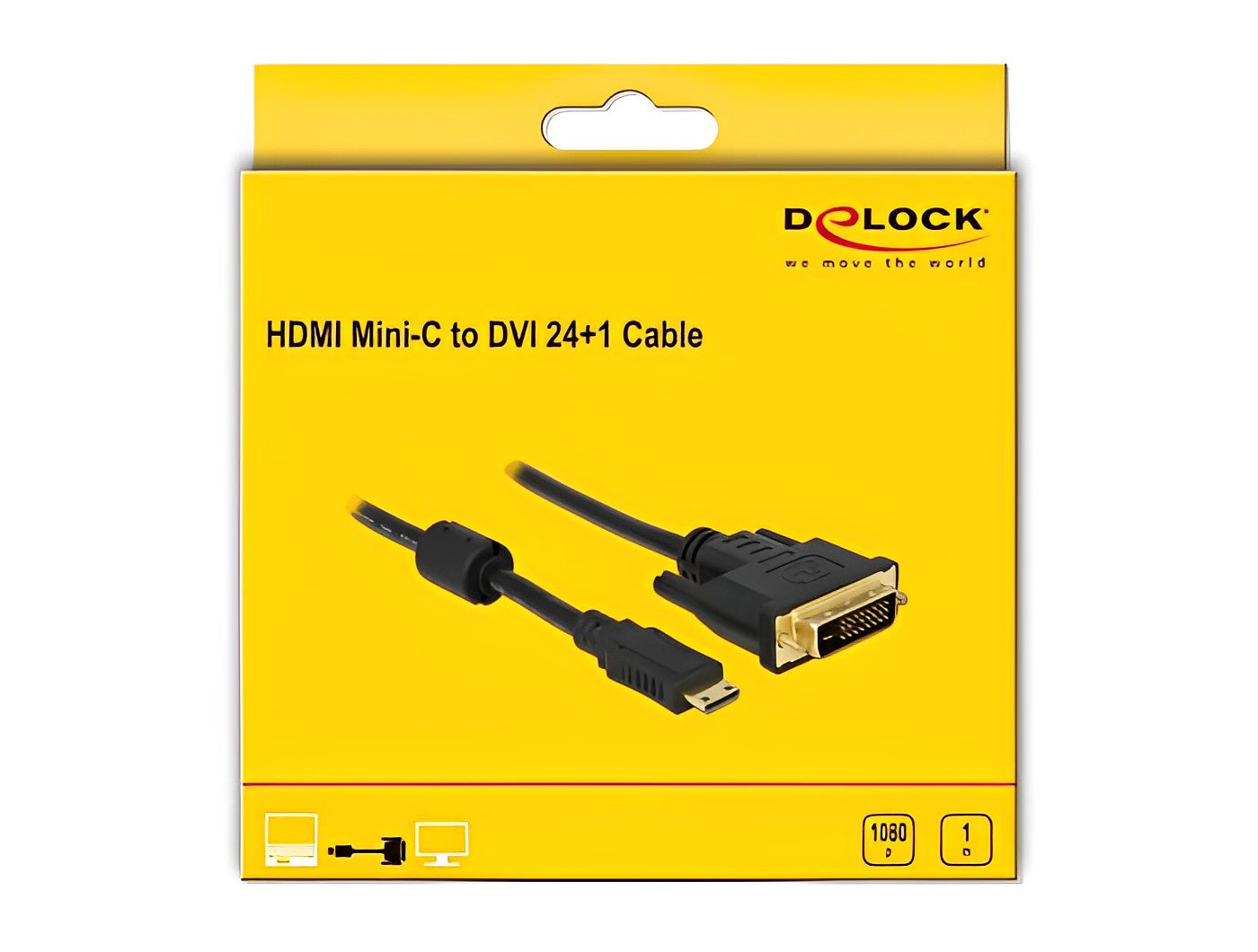 כבל תצוגה תקע מיני HDMI לתקע DVI 24+1 תומך 60 הרץ - delock.israel