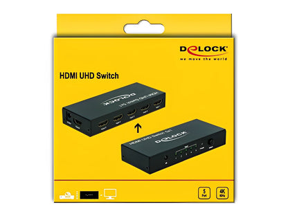 מיתוג HDMI UHD 4K 5/1 כולל שלט אינפרא אדום - delock.israel