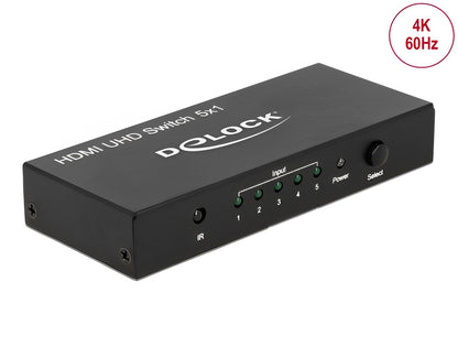 מיתוג HDMI UHD 4K 5/1 כולל שלט אינפרא אדום - delock.israel