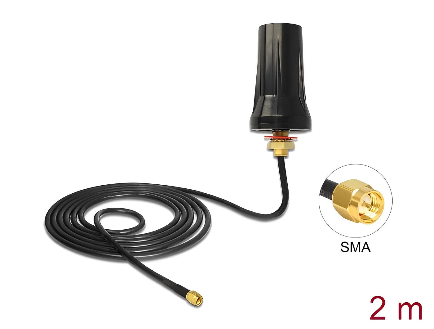 אנטנה כלל כיוונית ISM 433 MHz 2 dBi חיצונית IP67 עם כבל RG-58 U מחבר SMA plug - delock.israel