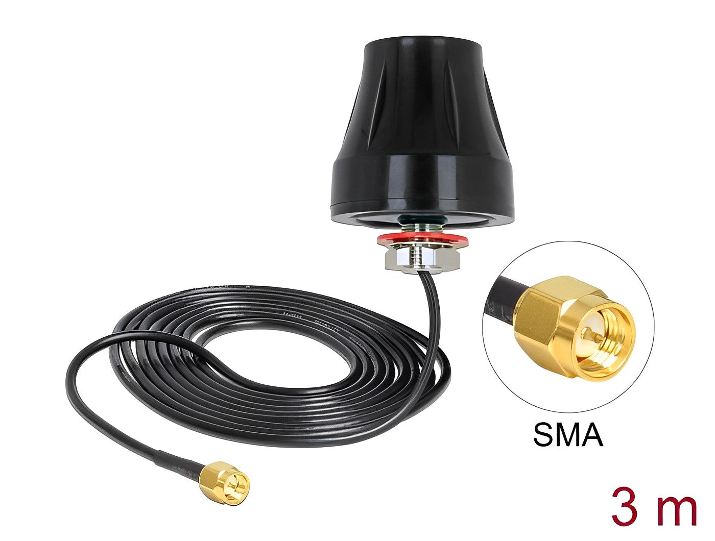  אנטנה כלל כיוונית LTE 2 dBi חיצונית IP67 עם כבל RG-174 מחבר SMA plug - delock.israel