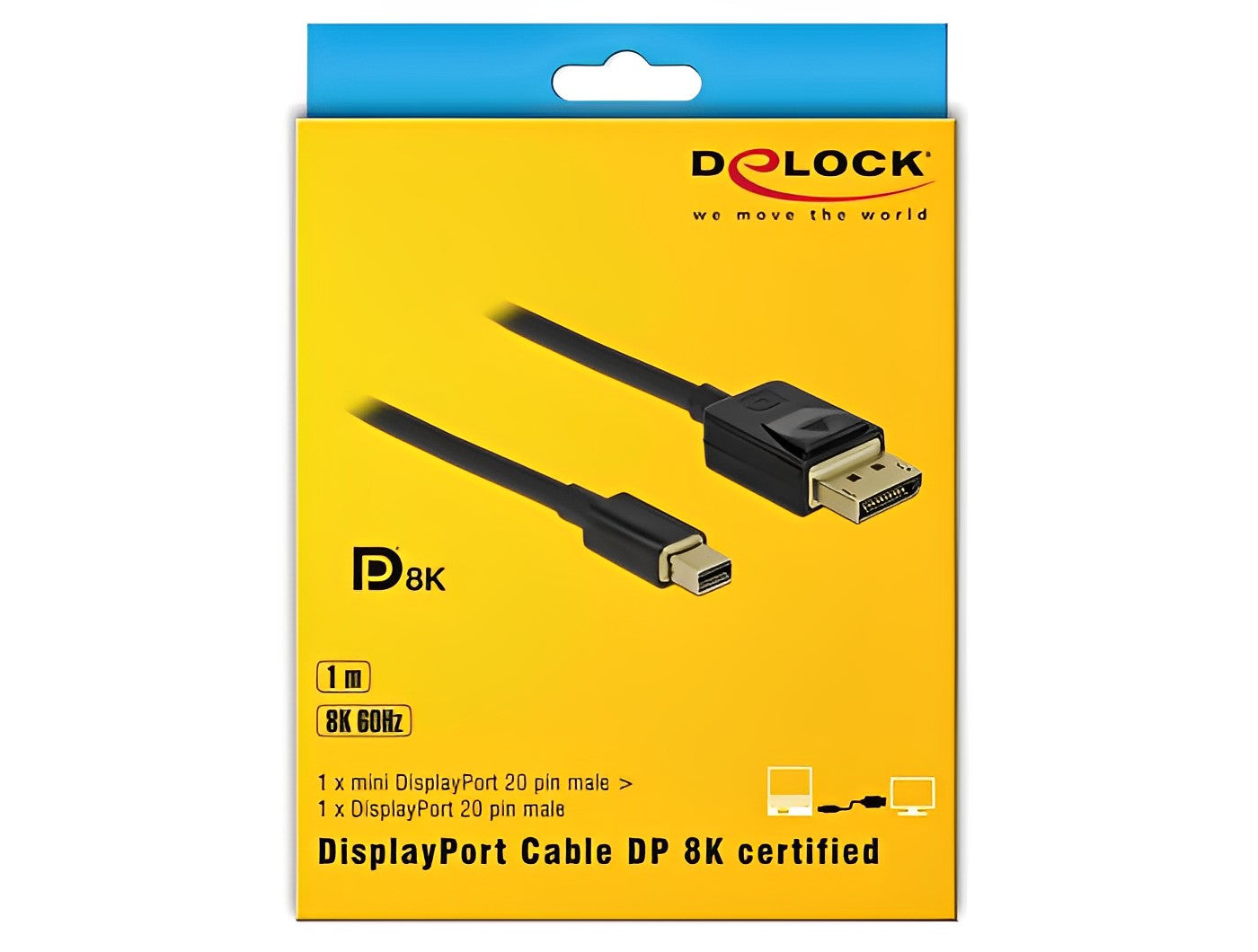 כבל DisplayPort 1.4 8K Certified תקע DP לתקע מיני DP תומך 60 הרץ - delock.israel