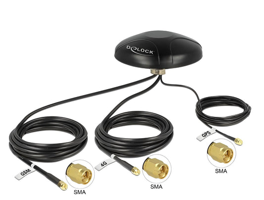 אנטנה כלל כיוונית Multiband LTE UMTS GSM GPS חיצונית IP67 עם 3 מחברים SMA plug - delock.israel