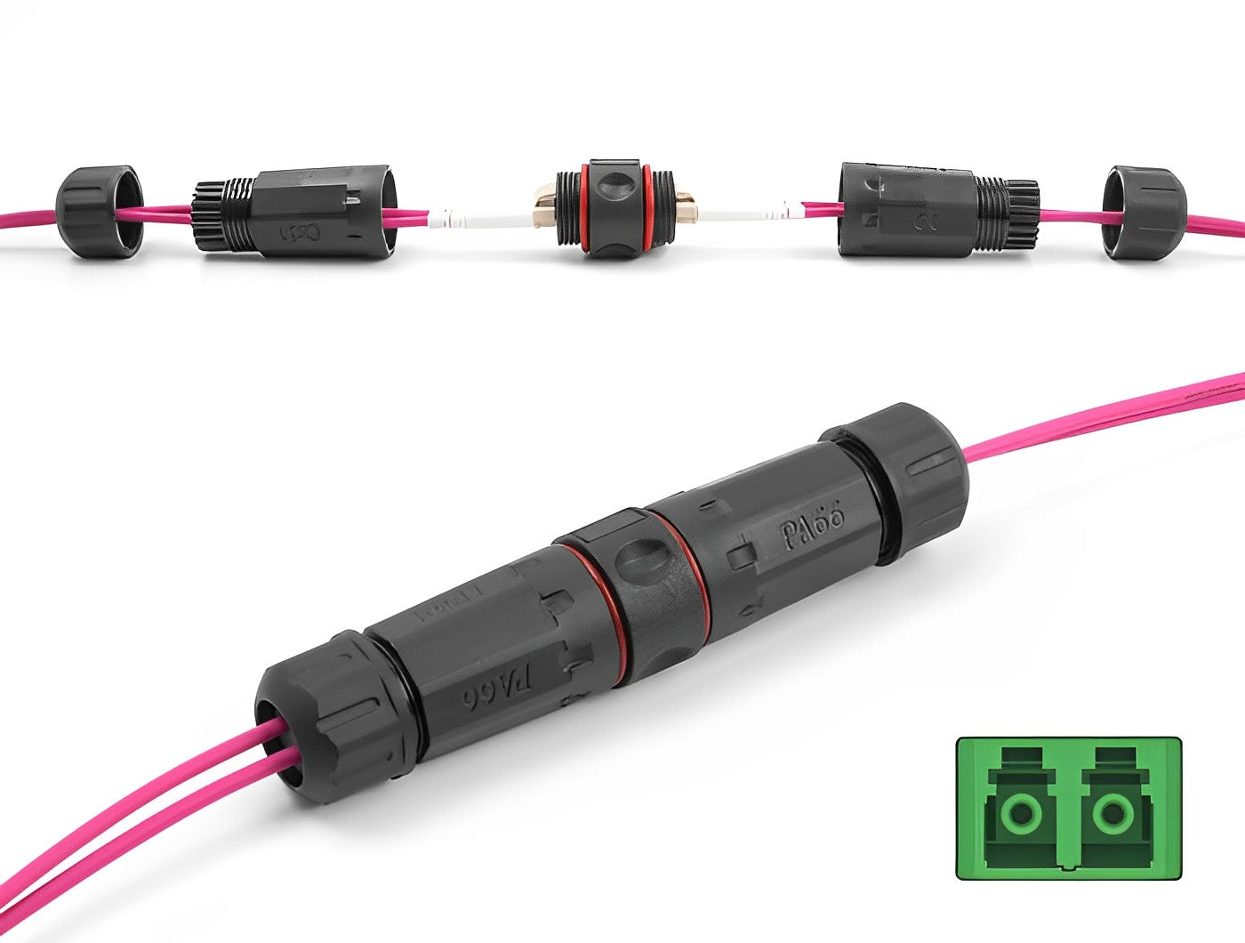  מופה לסיבים אופטיים סינגל מוד APC עם שקעים LC Duplex אטומה נגד מים IP68 - delock.israel