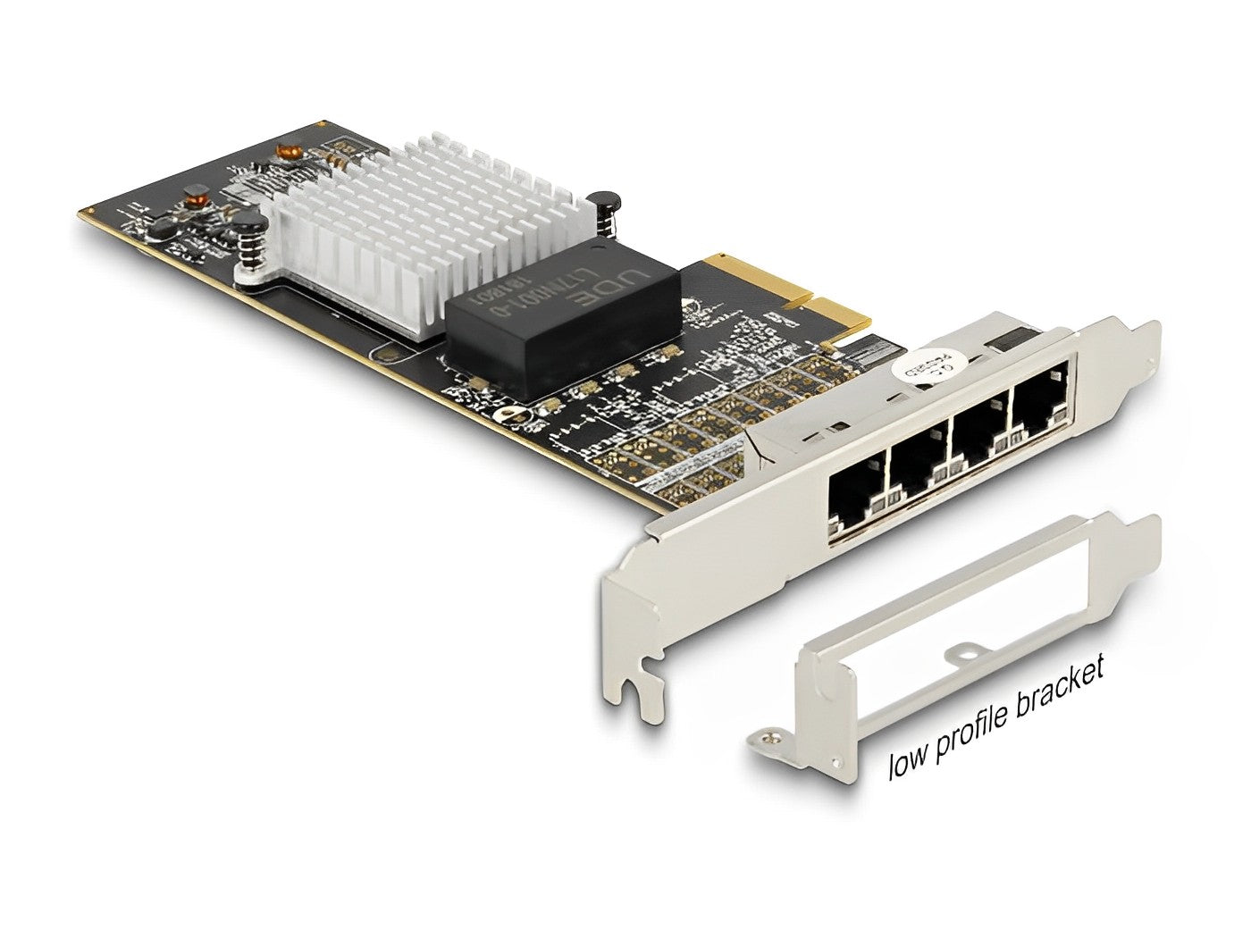 כרטיס רשת קווי PCI-E x4 Gigabit Low profile עם 4 יציאות RJ45 צ'יפ אינטל i350 - delock.israel