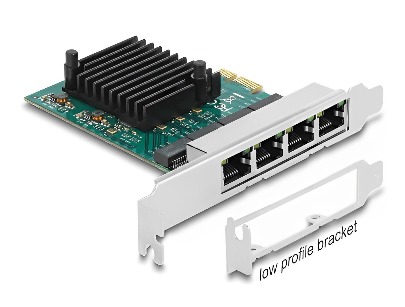 כרטיס רשת קווי PCIe x1 Gigabit Low profile עם 4 יציאות RJ45 צ'יפ RTL8111F - delock.israel
