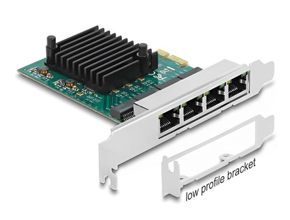 כרטיס רשת קווי PCIe x1 Gigabit Low profile עם 4 יציאות RJ45 צ'יפ RTL8111F - delock.israel