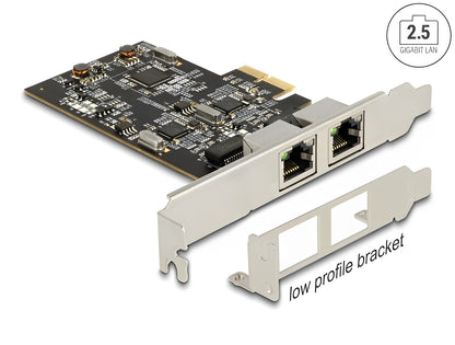 כרטיס רשת קווי 2.5Gigabit Low profile עם 2 יציאות RJ45 צ'יפ אינטל i225V - delock.israel