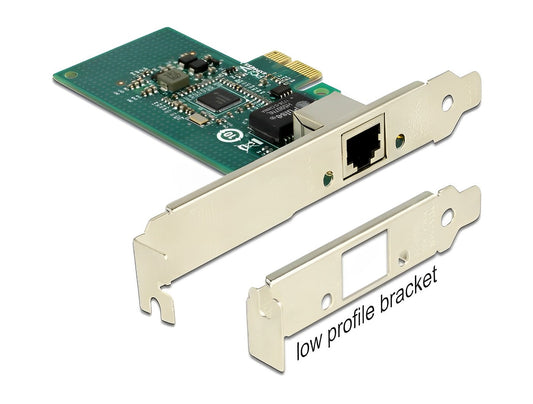 כרטיס רשת קווי PCIe x1 Gigabit Low profile עם יציאת RJ45 צ'יפ אינטל i210 - delock.israel