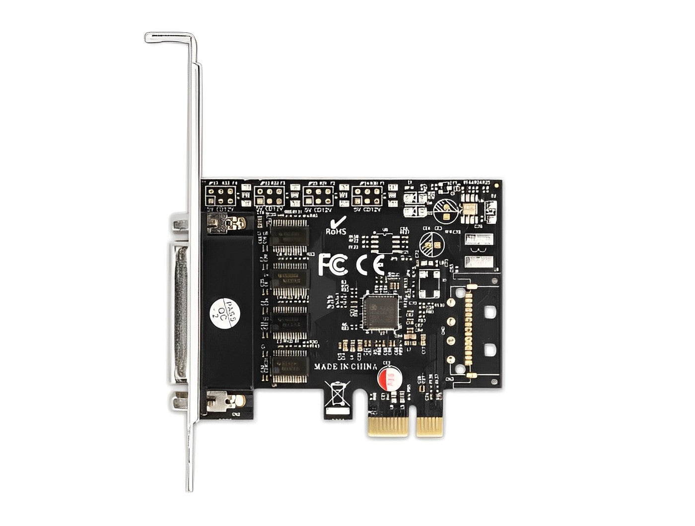 כרטיס PCIe x1 Serial RS-232 Low profile עם 4 יציאות DB9 צ'יפ ASIX - delock.israel