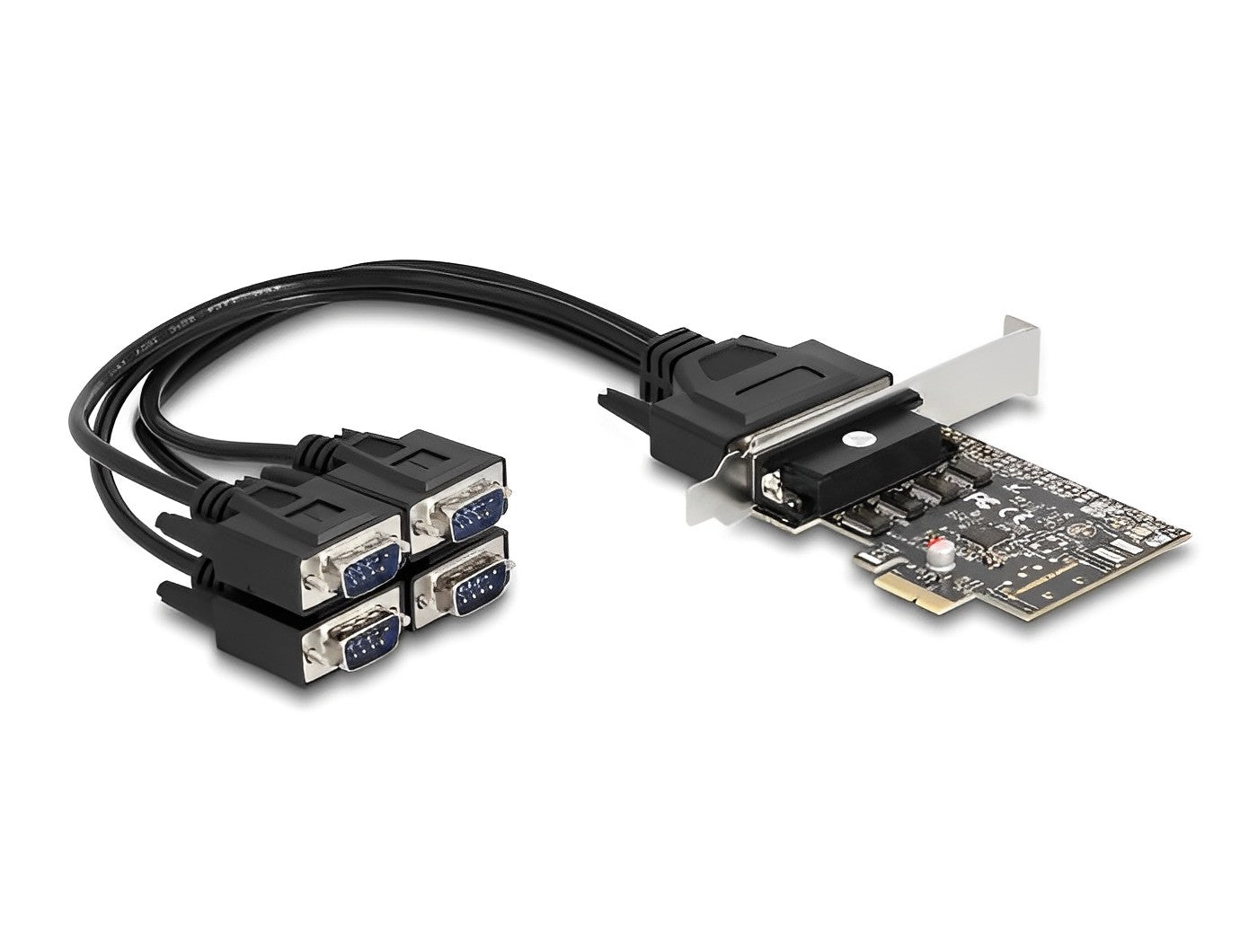 כרטיס PCIe x1 Serial RS-232 Low profile עם 4 יציאות DB9 צ'יפ ASIX - delock.israel