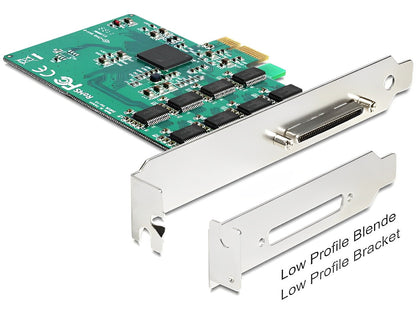 כרטיס PCIe x1 Serial RS-232 Low profile עם 8 יציאות DB9 צ'יפ Exar - delock.israel