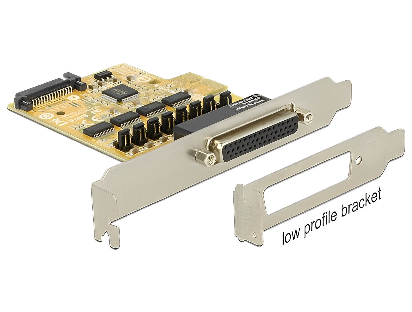 כרטיס PCIe x1 Serial RS-232 Low profile עם 4 יציאות DB9 Voltage supply צ'יפ SUN2410 - delock.israel