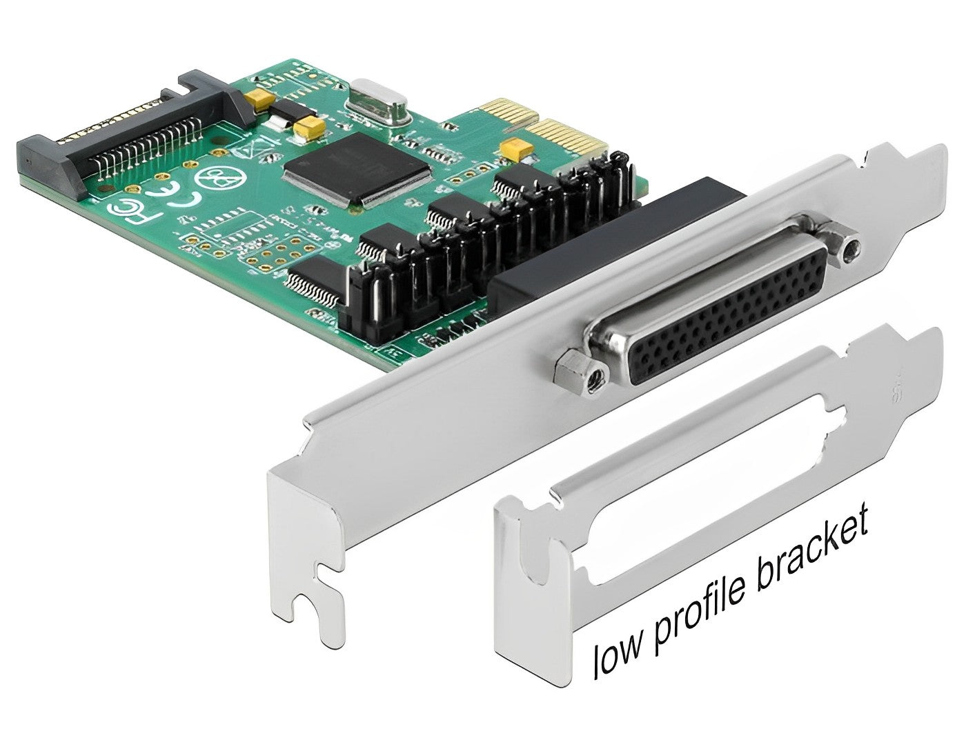 כרטיס PCIe x1 Serial RS-232 Low profile עם 4 יציאות DB9 Voltage supply צ'יפ WCH384L - delock.israel