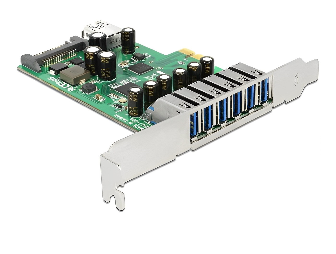 כרטיס PCI-E USB 3.2 Gen 1 5Gbps Low profile עם 6 יציאות USB-A חיצוניות + 1 פנימית צ'יפ Renesas - delock.israel