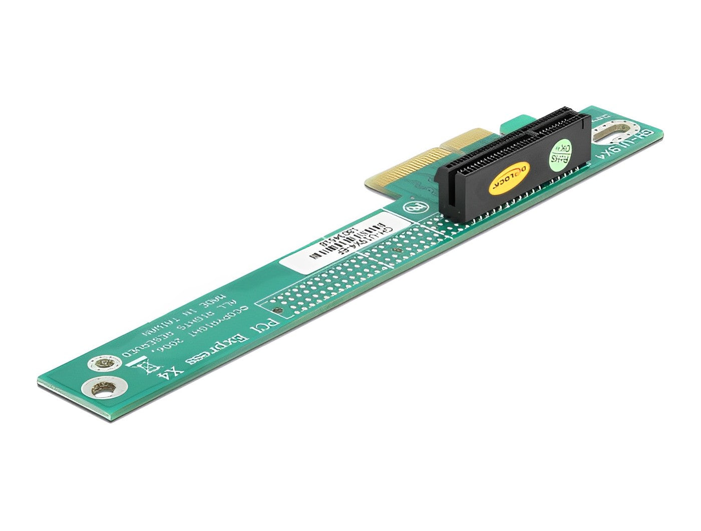כרטיס הרחבה רייזר מאריך PCIe x4 זכר לסלוט PCIe x4 בזווית 90° שמאלה גובה 24 מ"מ - delock.israel