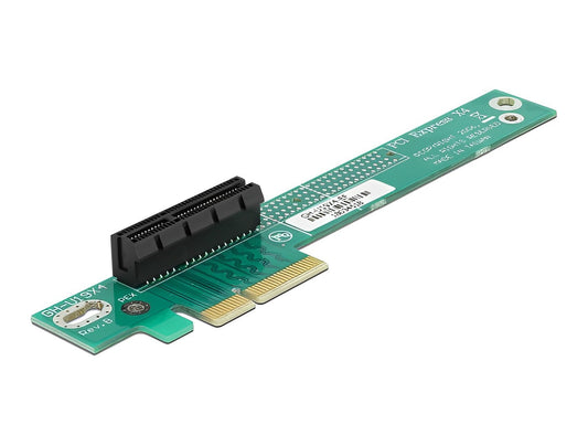 כרטיס הרחבה רייזר מאריך PCIe x4 זכר לסלוט PCIe x4 בזווית 90° שמאלה גובה 24 מ"מ - delock.israel