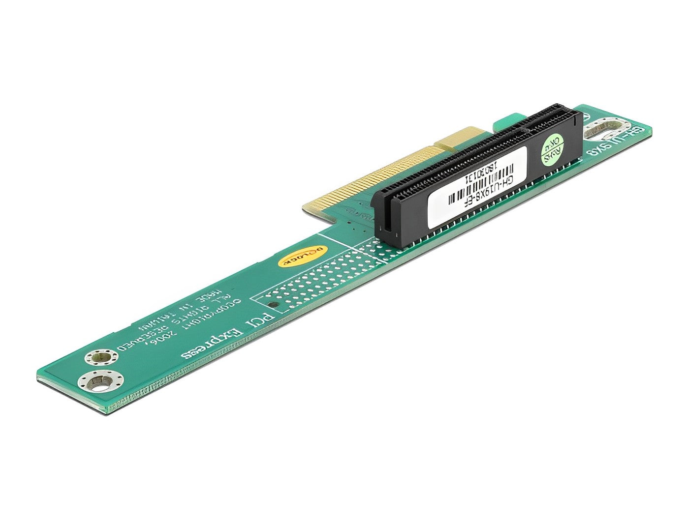 כרטיס הרחבה רייזר מאריך PCIe x8 זכר לסלוט PCIe x8 בזווית 90° שמאלה גובה 24 מ"מ - delock.israel