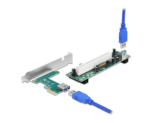כרטיס הרחבה רייזר מסלוט PCIe x1 לסלוט PCI 32-Bit על כבל USB אורך 60 ס"מ - delock.israel