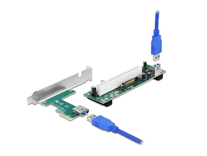 כרטיס הרחבה רייזר מסלוט PCIe x1 לסלוט PCI 32-Bit על כבל USB אורך 60 ס"מ - delock.israel