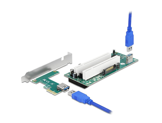 כרטיס הרחבה רייזר מסלוט PCIe x1 ל- 2 x סלוטים PCI 32-Bit על כבל USB אורך 60 ס"מ - delock.israel