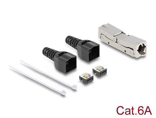 קופסת חיבורים להארכת כבל רשת RJ45 Cat.6A עם כיסוי גומי ללא כלי עבודה - delock.israel