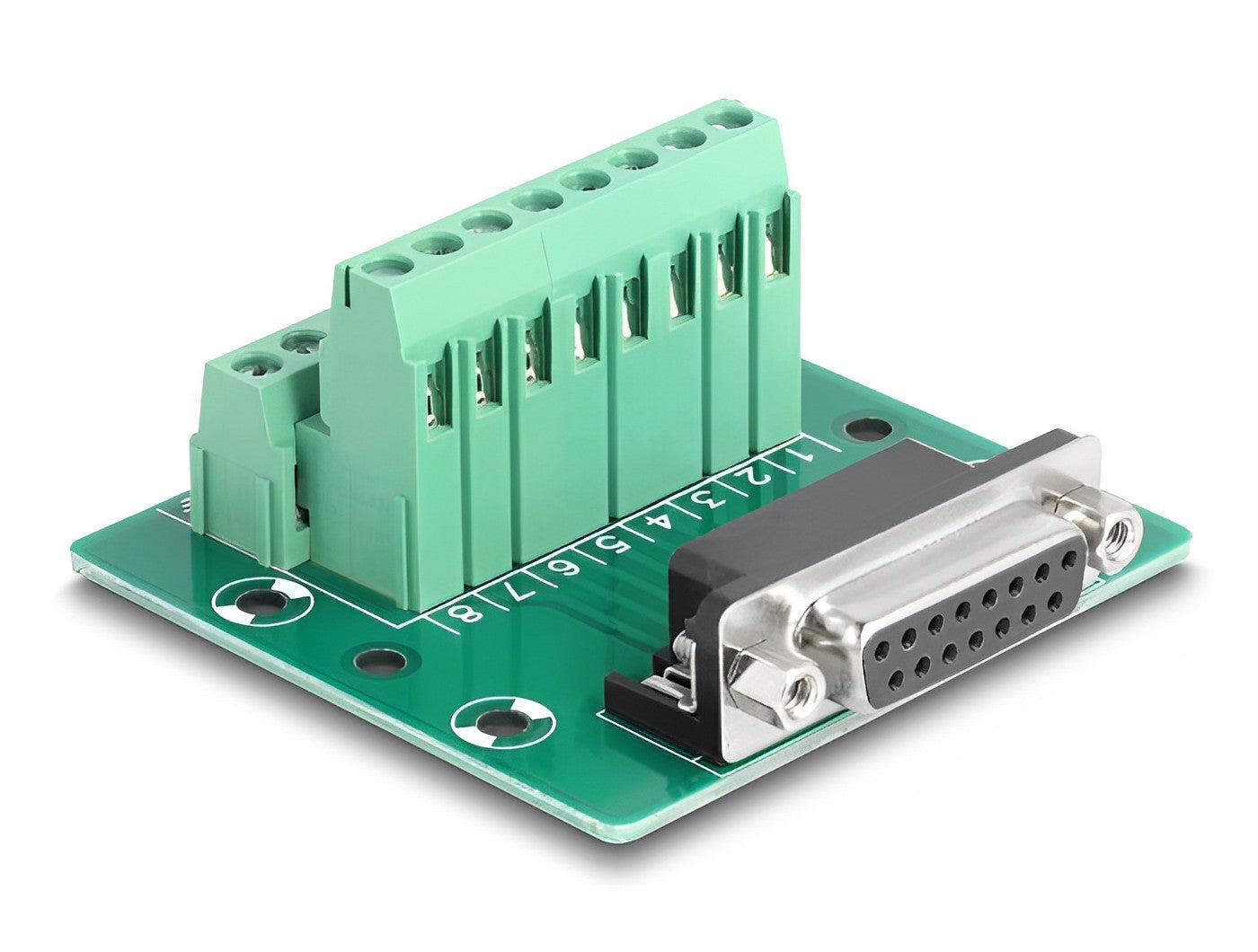 טרמינל בלוק DIN rail בחיבור הברגה לשקע D-Sub 15 pin - delock.israel
