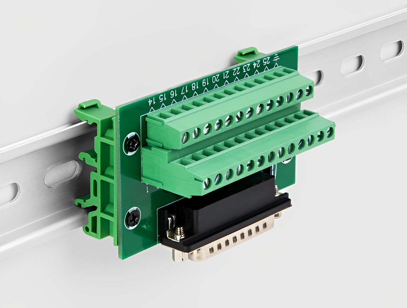 טרמינל בלוק DIN rail בחיבור הברגה לשקע D-Sub 25 pin - delock.israel
