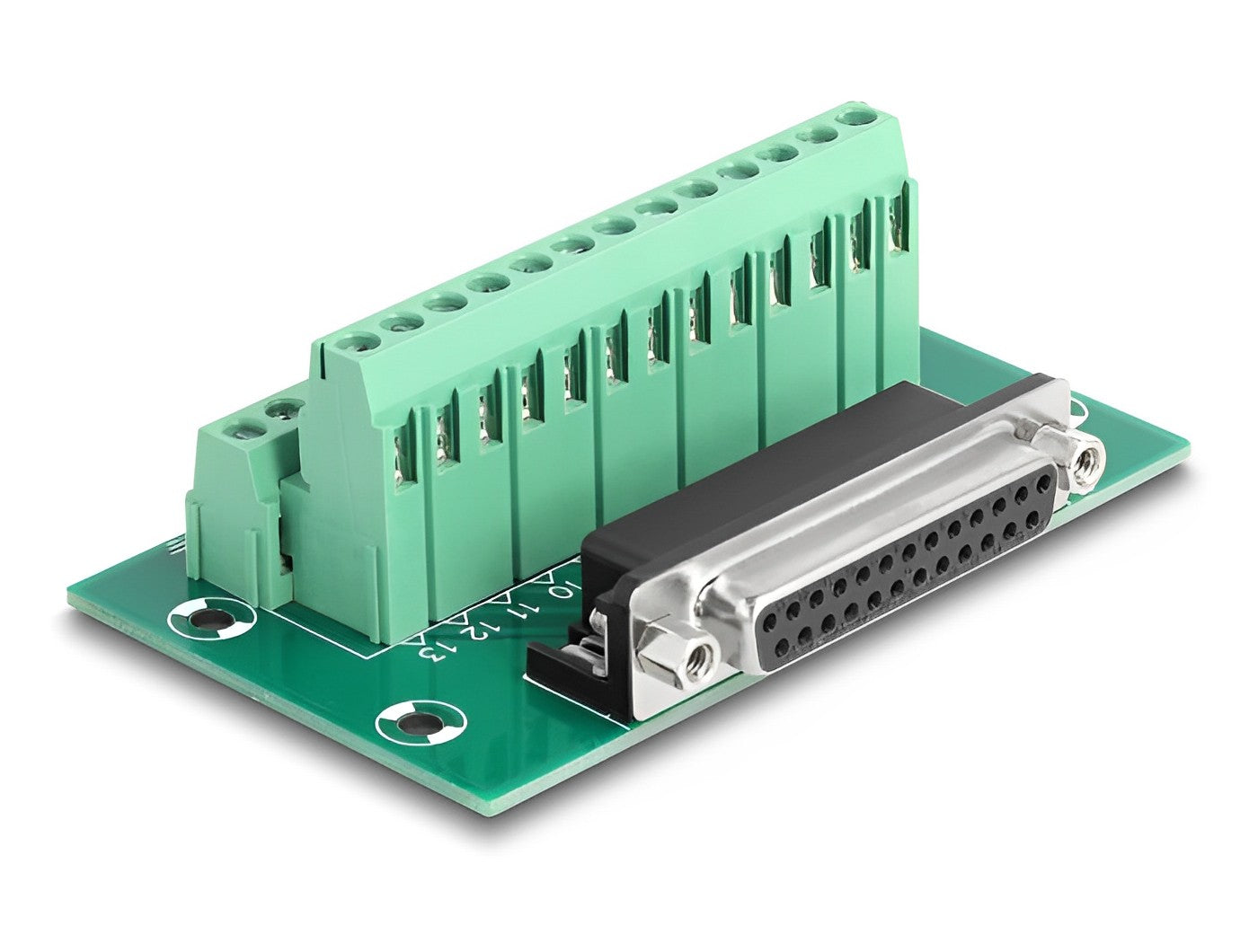 טרמינל בלוק DIN rail בחיבור הברגה לשקע D-Sub 25 pin - delock.israel