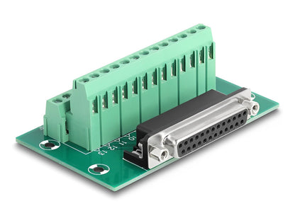 טרמינל בלוק DIN rail בחיבור הברגה לשקע D-Sub 25 pin - delock.israel
