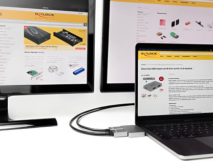 מתאם Thunderbolt™3 עבור MacBook לחיבור 2 מסכים DisplayPort 4K בו זמנית - delock.israel