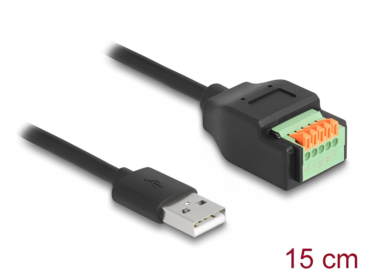  מתאם טרמינל בלוק בלחיצה על כבל קצר 15 ס"מ לתקע USB-A 2.0 - delock.israel