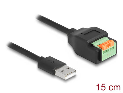  מתאם טרמינל בלוק בלחיצה על כבל קצר 15 ס"מ לתקע USB-A 2.0 - delock.israel