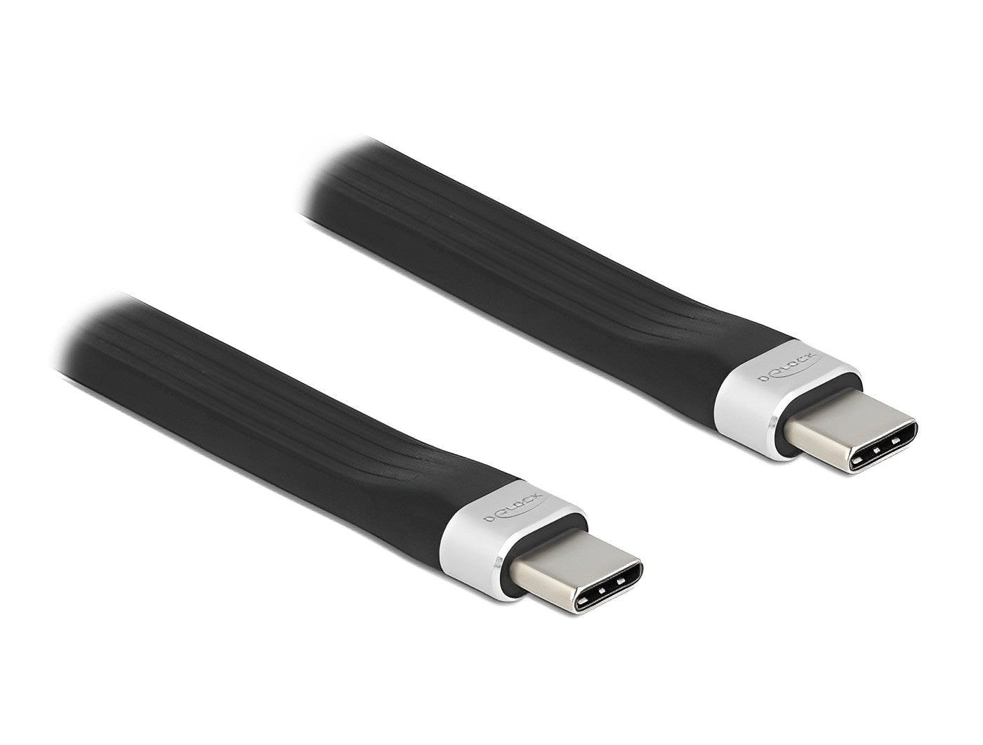 כבל USB-C 3.2 Gen 2 FPC שטוח ז/ז PD 3A E-Marker אורך 13.5 ס"מ - delock.israel