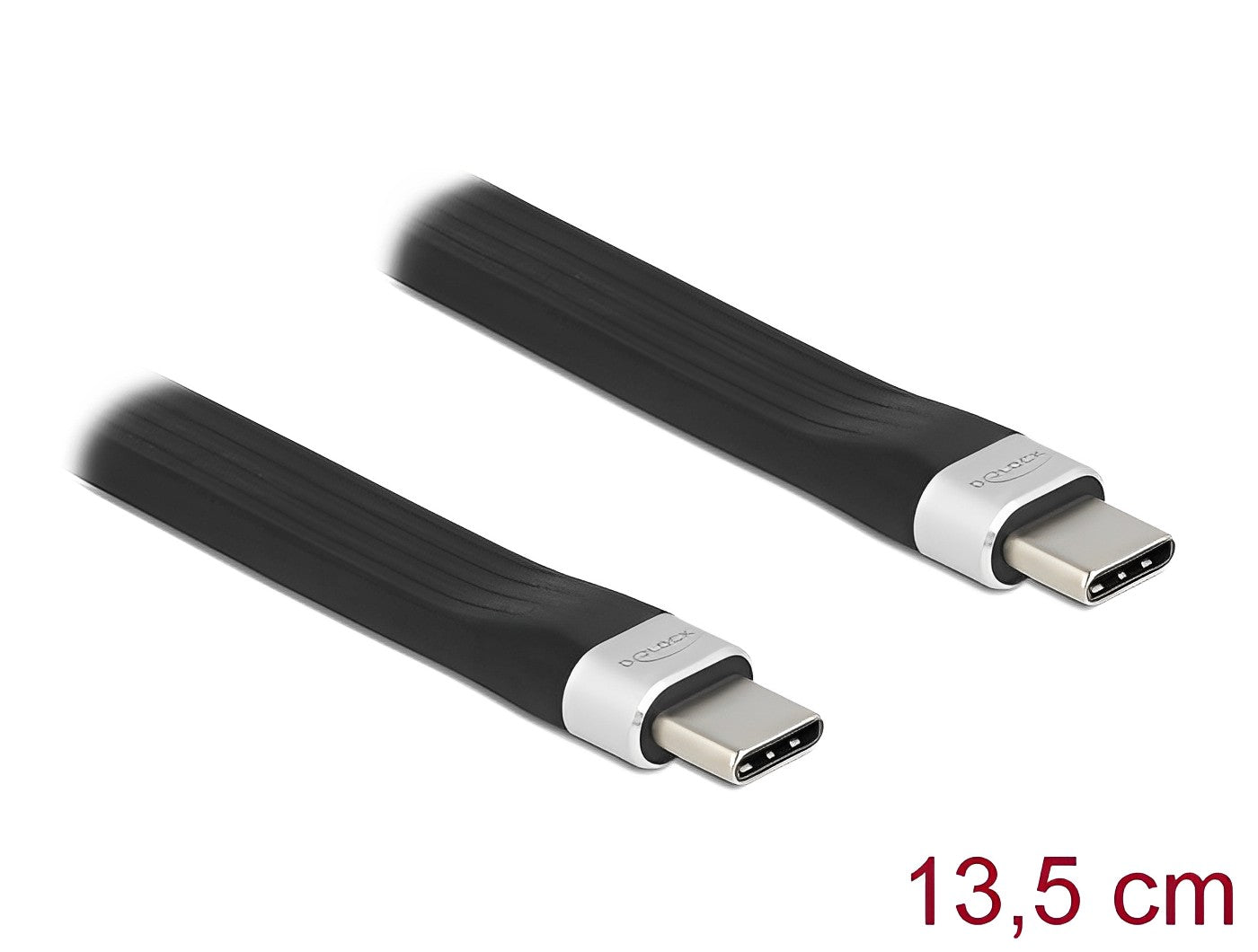 כבל USB-C 3.2 Gen 2 FPC שטוח ז/ז PD 3A E-Marker אורך 13.5 ס"מ - delock.israel