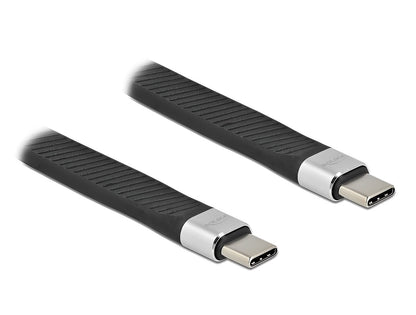 כבל USB-C 3.2 Gen 2 FPC שטוח ז/ז PD 5A E-Marker אורך 13 ס"מ - delock.israel