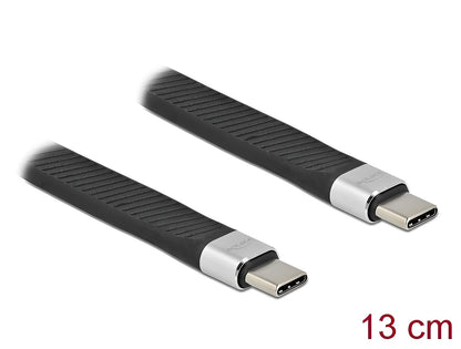 כבל USB-C 3.2 Gen 2 FPC שטוח ז/ז PD 5A E-Marker אורך 13 ס"מ - delock.israel