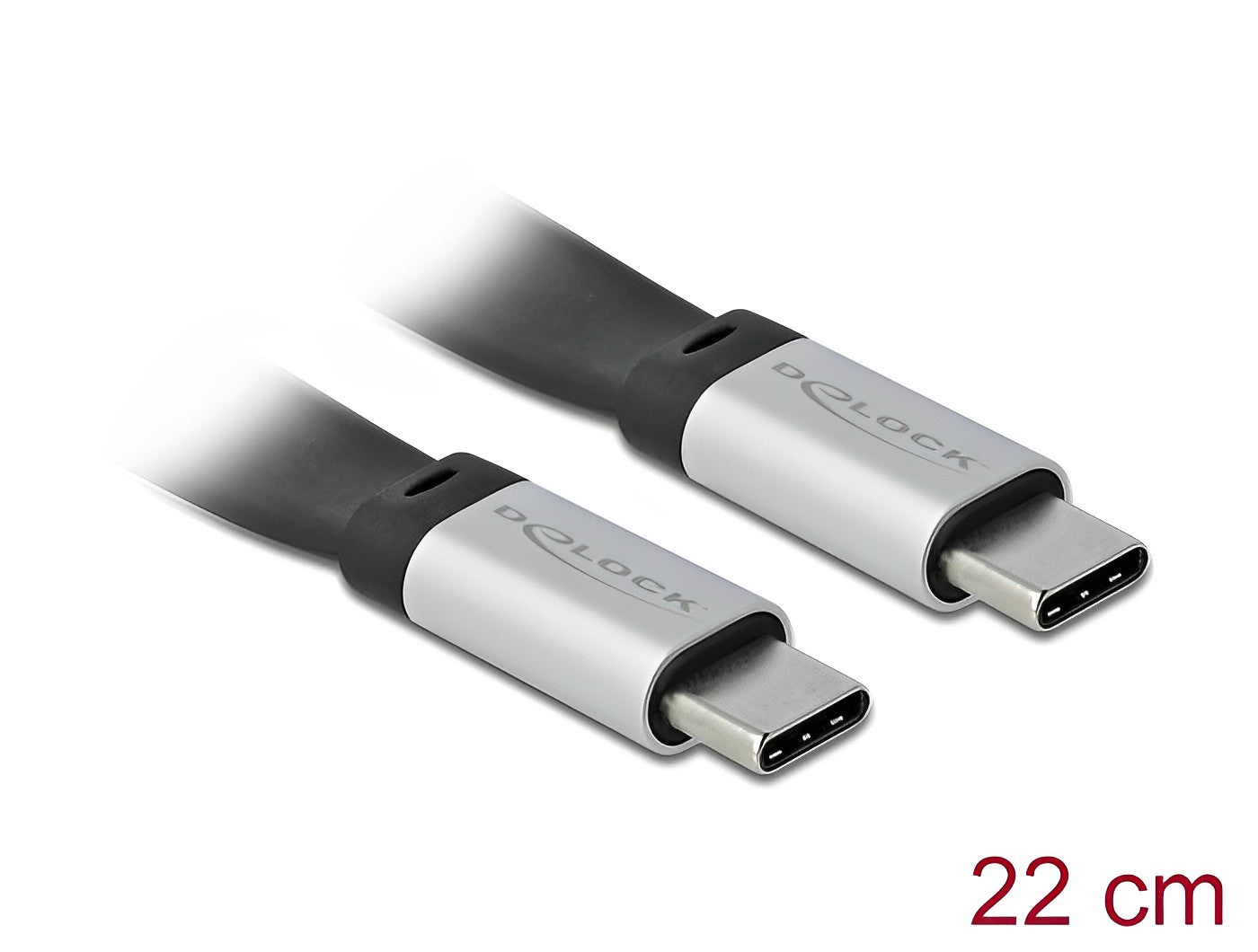 כבל USB-C 3.2 Gen 2 FPC שטוח ז/ז PD 3A E-Marker אורך 22 ס"מ - delock.israel