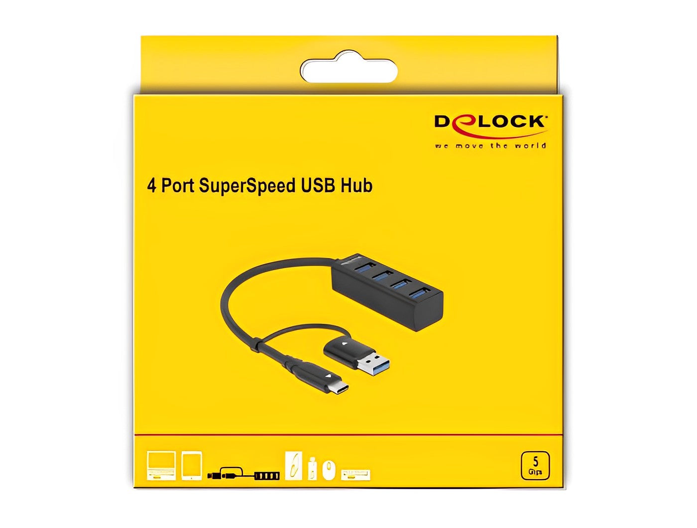 מפצל USB 3.2 Gen 1 5Gbps עם 4 פורט USB-A - delock.israel