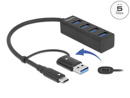 מפצל USB 3.2 Gen 1 5Gbps עם 4 פורט USB-A - delock.israel